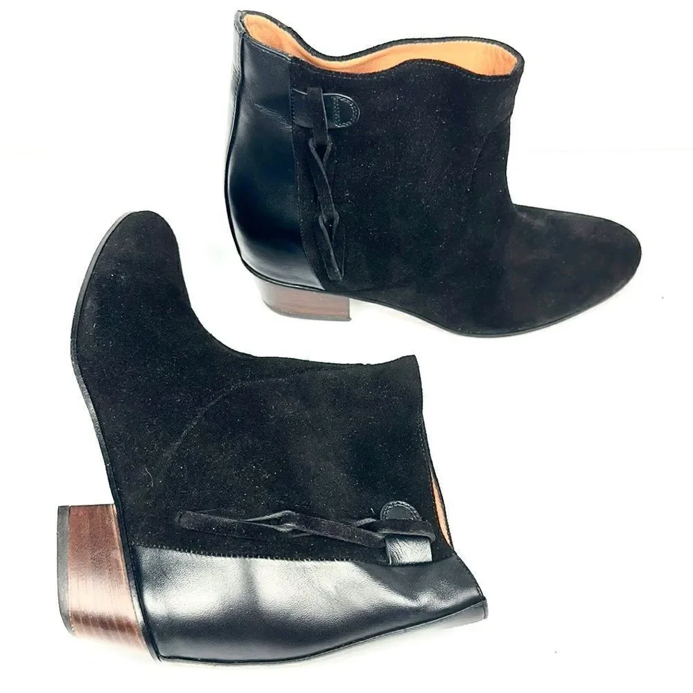NWOB NEW Golden Goose MILK Black Suede Leather Ankle Cowboy Booties EUR 38 US 8